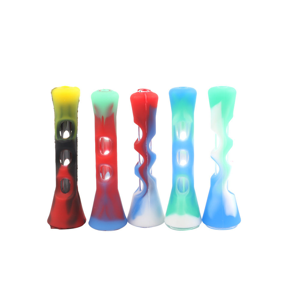 Horn Silicone Pipe Camouflage Glass Smoking Set